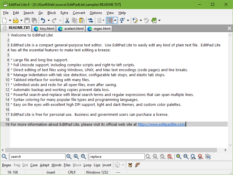 EditPad Lite v8.1.2 Screenshot
