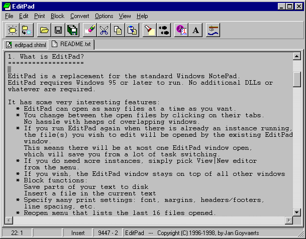EditPad Classic - The Original Postcardware Text Editor